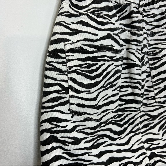Zara 100% Cotton Denim Zebra Print Paper Bag Waist Mini Skirt S - Picture 8 of 11